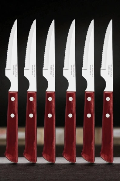 Pinkev Tramontina 6 Kişilik Paslanmaz Çelik Polywood Saplı Steak Et Bıçağı Seti ürün görseli