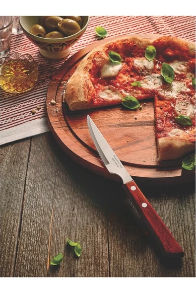 Pinkev Tramontina 6 Kişilik Paslanmaz Çelik Polywood Saplı Steak Et Bıçağı Seti - Resim 3