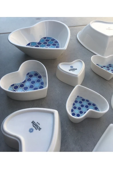 Pinkev 11 Parça Porselen Sosluk Reçellik Çerezlik Servis Sunum Tabağı Kase Takımı Seti - Resim 4