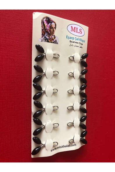 Kampüs Kırtasiyem Başörtüsü Türban Iğne Siyah Renk Şal, Eşarp Kıskaç Damla Model Klips 12 Li Türban Klipsi Iğne - Resim 2
