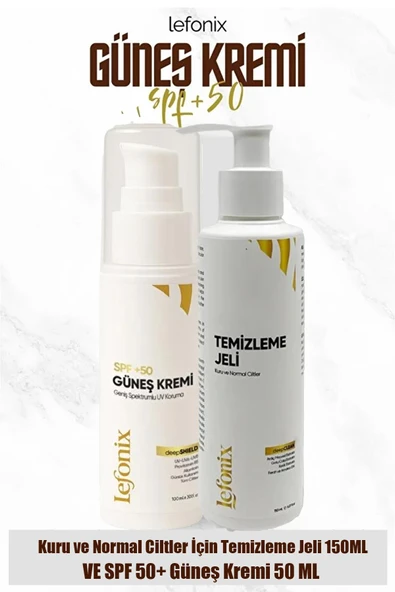 Lefonix SPF 50+ Güneş Kremi 50 ml+Lefonix Kuru ve Normal Ciltler İçin Temizleme Jeli 150 ml ürün görseli 1