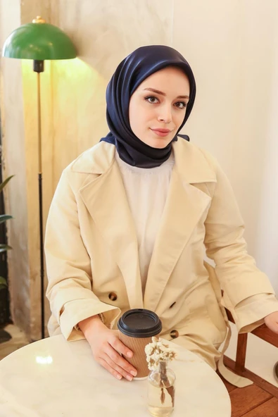 Miray Düz Renk Eşarp - Kristal-lacivert - Resim 3