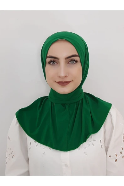 Çıt Çıtlı Tesettür Mayo Üstü Uyumlu deniz ve havuz Bonesi hijap canlı yeşil - Resim 3