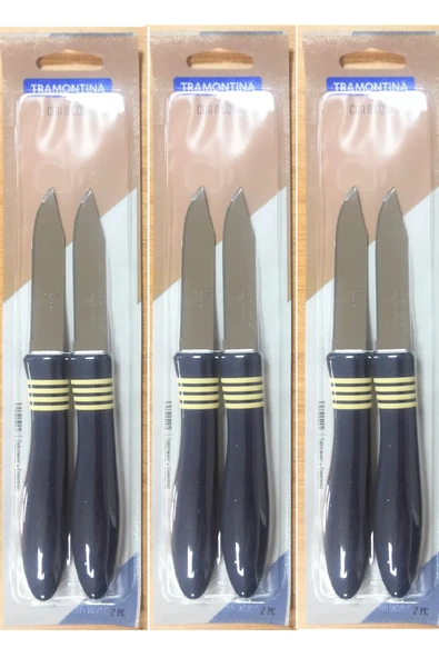 Pinkev Tramontina 6 Adet Paslanmaz Çelik Lazer Tırtıklı Kısa Meyve Soyma Bıçağı - Yeni Lacivert ürün görseli