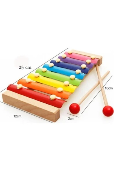 Kampus Kırtasiyem Eğitici Ahşap Ksilofon 8 Nota 8 Ton 25 Cm 8 Tuşlu Sesli Selefon-ksilifon Oyuncak - Resim 3