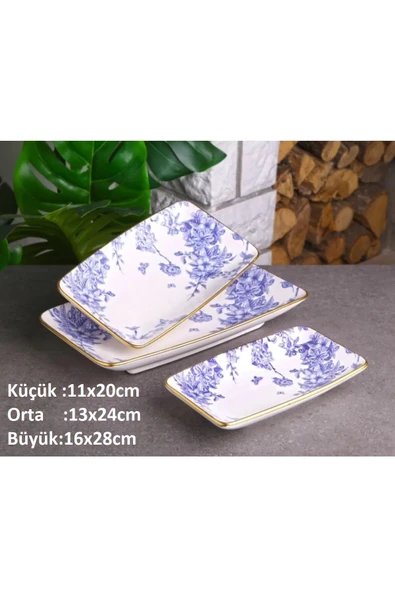 Pinkev Spring 6 Parça Seramik Pasta Servis Sunum Tabağı Takımı Seti - Resim 4