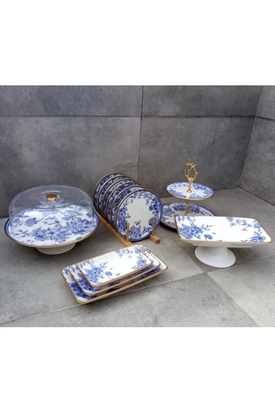 Pinkev 13 Parça 6 Kişilik Pasta Sunum Tabak Seti ürün görseli