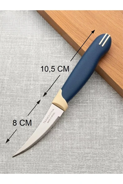 Pinkev Tramontina 6'lı Set Paslanmaz Çelik Kısa Kıvrık Tırtıklı Meyve Soyma Bıçağı - Resim 3