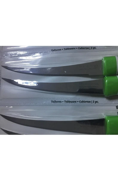 Pinkev Tramontina 6lı Uzun Kıvrık Tırtıklı Mutfak Bıçak Seti - Yeşil - Resim 2