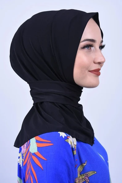 Çıtçıtlı Fular Siyah Üzerine Uyumlu Havuz Ve Deniz Hazır Şal - Resim 2