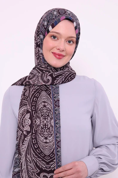 Saks Etnik Desen Love Şal - Resim 2