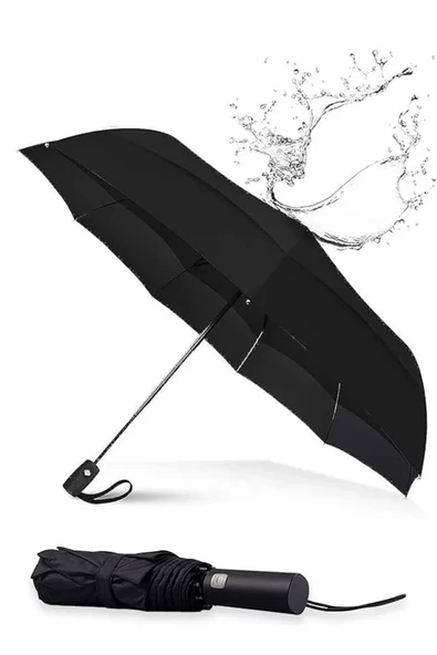 Kampus Kırtasiyem kırılmaz 8 telli tam otomatik siyah fiber şemsiye - Resim 3
