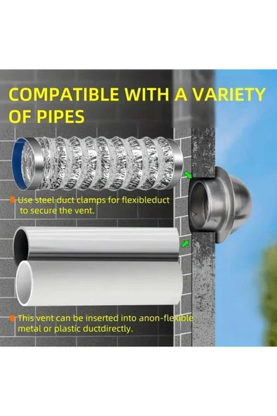 ÇELİK MENFEZ Baca Menfezi PASLANMAZ Q 100 - Resim 6
