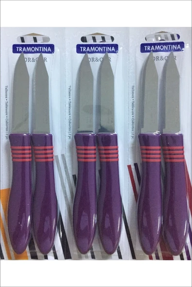Pinkev Tramontina 6 Adet Lazer Tırtıklı Kısa Meyve Soyma Bıçağı - Mor ürün görseli