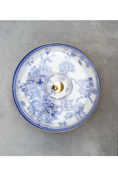 Pinkev Butterfly Ayaklı Seramik Kek Fanusu Pasta Sunum Tabağı Standı - Resim 3