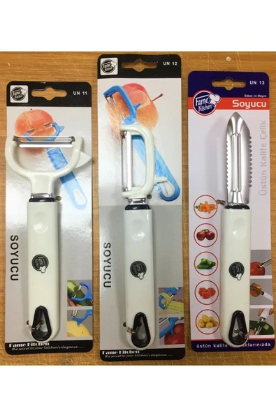 Pinkev 3lü Set Paslanmaz Çelik Meyve Sebze Salatalık Havuç Soyacağı Soyma Bıçağı ürün görseli