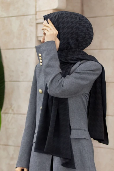 Kadın Lüks Medine Ipeği Şal Füme ürün görseli