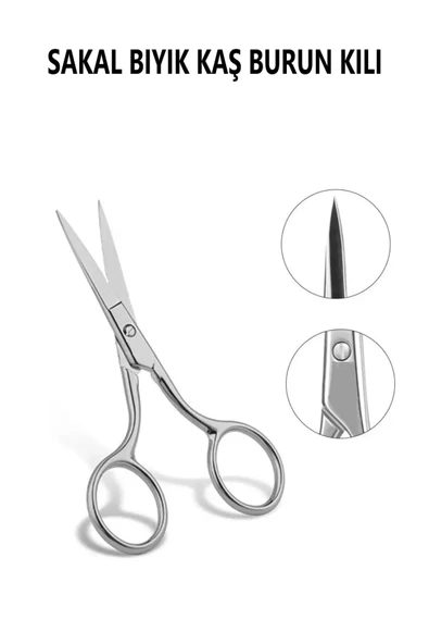 Elisa Rose Sakal Bıyık Kaş Burun Kılı Kesme Makası Çok Amaçlı Kullanılabilir Çelik Paslanmaz Makas ürün görseli 1