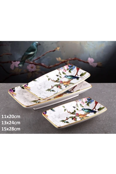 Pinkev Flora 23 Parça Seramik Meyvelikli Pasta Sunum Tabağı Kombin Set - KUP105F - Resim 6