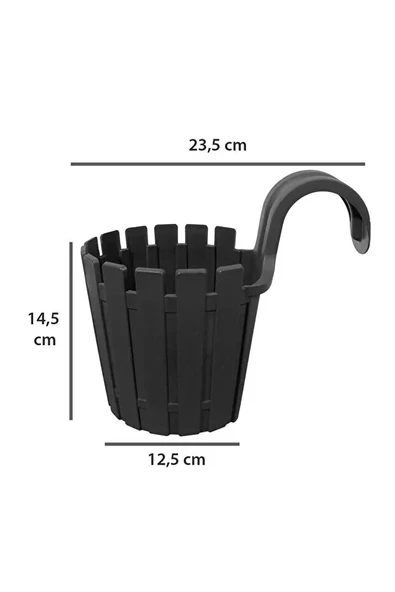 Akasya Tekli Kolay Askı 1,5 Litre Askılı Balkon Küpeşte Saksısı Plastik Çit Saksı 15CM - Resim 3