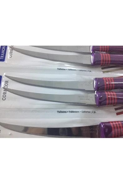 Pinkev Tramontina 6 Adet Lazer Tırtıklı Mutfak Bıçak Seti  Mor - Resim 2