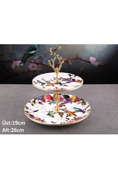 Pinkev Flora Seramik Meyvelikli Pasta Kayık Sunum Tabağı Kombin Set - Kup108f - Resim 4