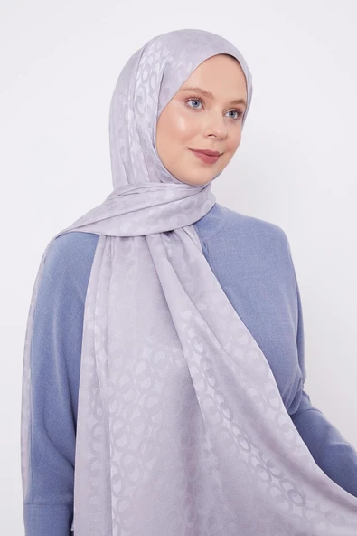 Gümüş Halka Desen Jakarlı Janjan şal ürün görseli