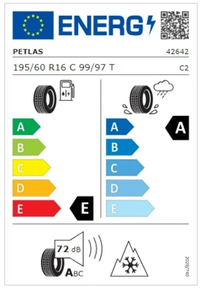 Petlas 195/60 R16 C TL 99/97T 6PR FUL GRIP PT935 Kamyonet Kış Lastiği (Üretim Tarihi:2025) - Resim 2
