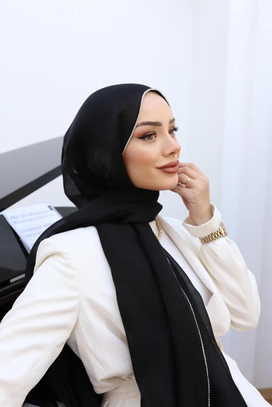 Siyane Taşlı Detaylı Pırlanta Şal - Resim 3