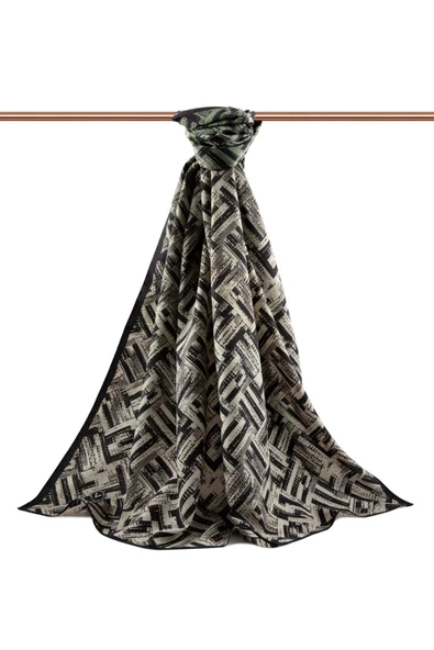 Kadın Lüks Medine Ipeği Şal Zümrüt Yeşili - Resim 2