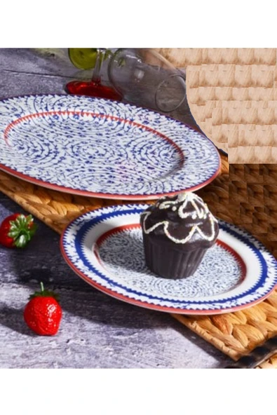 Pinkev Haliç 6 Kişilik 12 Parça Porselen Pasta Servis Sunum Tabağı Takımı Seti - Resim 2