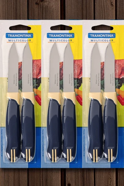 Pinkev Tramontina 6'lı Set Paslanmaz Çelik Kısa Tırtıklı Meyve Soyma Bıçağı ürün görseli