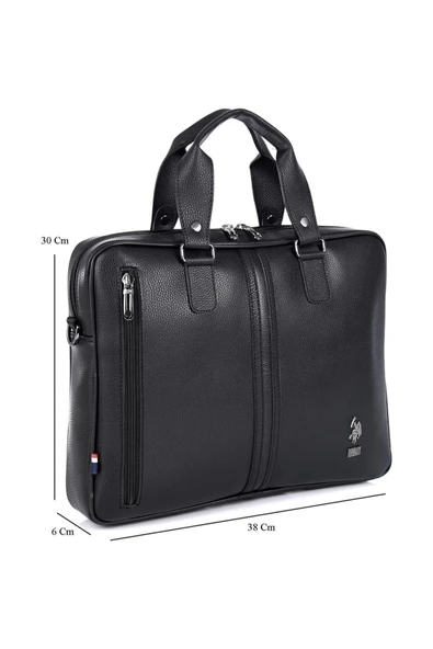 Polo Assn. Deri Evrak Çantası Siyah Plevr6753 - Resim 2