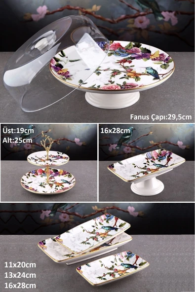 Pinkev Flora 6 Parça Seramik Pasta Sunum Tabağı Takımı - Kup122f ürün görseli
