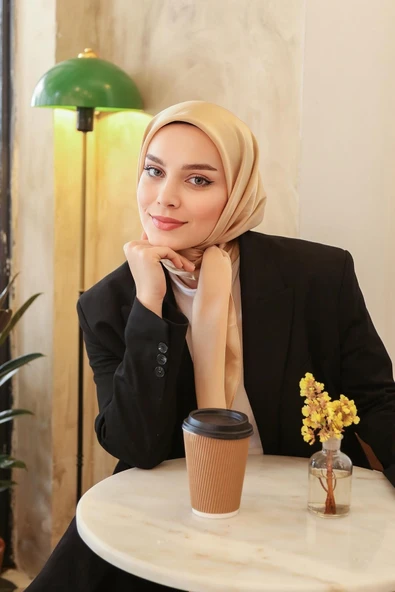 Miray Düz Renk Eşarp - Kristal-gold-3 - Resim 2