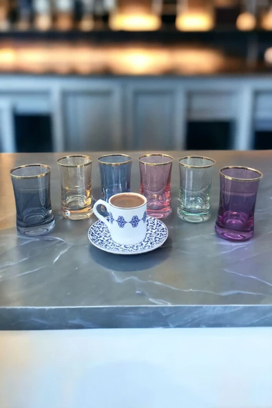 Pinkev 6 Kişilik 150ml Kahve Yanı Cam Su Bardağı Bardak Takımı Seti ürün görseli