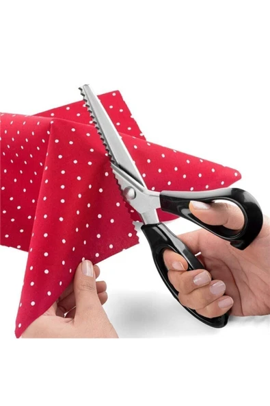 Kampus Kırtasiyem Sürfile Makası Kumaş Zigzag Kesim Makası Titanyum Metal ürün görseli 1