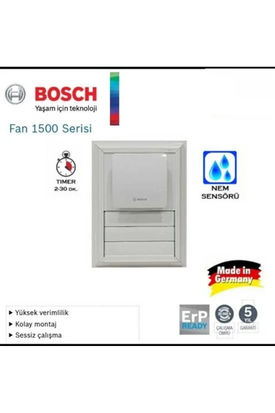 Bosch F1500 DH 100 Lük Zaman Ayarlı Nem Sensörlü Aspiratörlü banyo menfezi alüminyum 45x45 ürün görseli