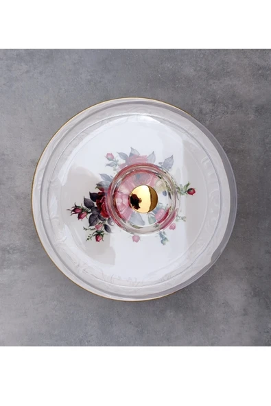 Pinkev Plastik Kapaklı Seramik Kek Fanusu - Resim 3