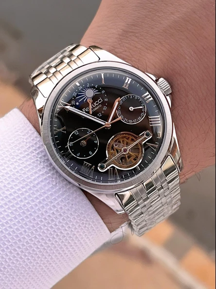 Ferrucci Otomatik Mehtap Ve Güneş Kadranlı Bileklik Hediyeli 3 Atm Erkek Kol Saat FF.G3606.5 - Resim 3