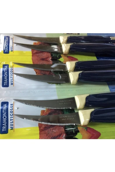 Pinkev Tramontina 6'lı Set Paslanmaz Çelik Kısa Kıvrık Tırtıklı Meyve Soyma Bıçağı - Resim 4