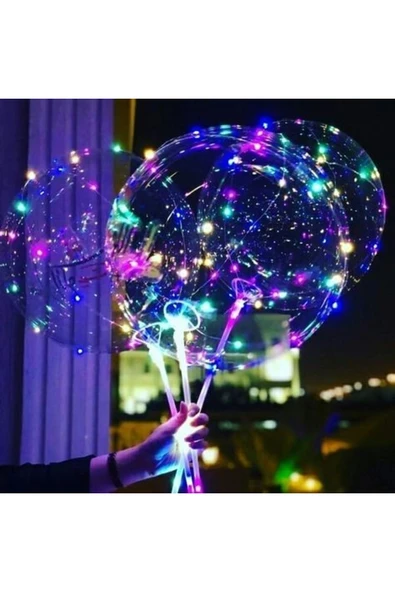 Kampüs Kırtasiyem 3 Adet - 3 Pilli 3 Fonksiyonlu Şeffaf Işıklı Balon - Resim 2