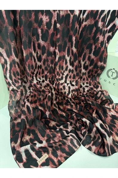 Leopar Desen Pamuk İpek Şal - Resim 2