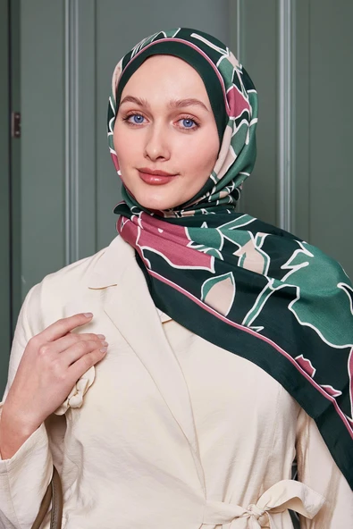 Zümrüt Yaprak Desen Royal Şal - Resim 2