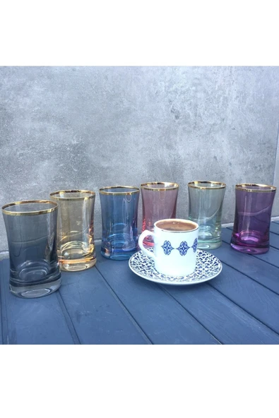 Pinkev 6 Kişilik 150ml Kahve Yanı Cam Su Bardağı Bardak Takımı Seti - Resim 3