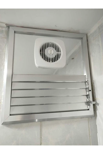 ÇELİK MENFEZ PARLAK KROM BANYO MENFEZİ FANLI ALUMINYUM 40X50 CM DIS OLCU 145 M3 - Resim 3