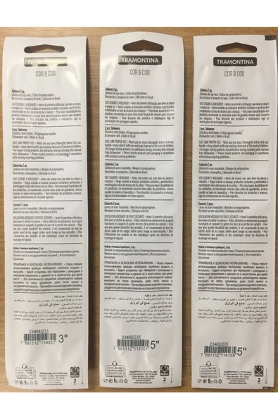 Pinkev Tramontina 6 Adet 3 Boy Tırtıklı Çok Amaçlı Mutfak Bıçak Seti - Yeni Lacivert - Resim 4