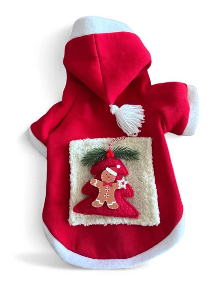 Yılbaşı Ağac Premiumı Kırmızı Polar Köpek Kıyafeti  | Kapüşonlu Noel Köpek Sweatshirt | Küçük Irklar İçin - Resim 5