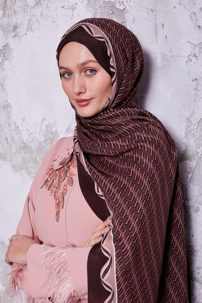 Gül Kurusu Labirent Desen Royal Şal ürün görseli