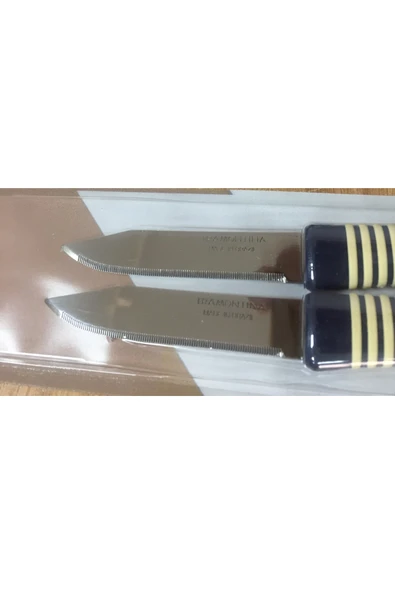 Pinkev Tramontina 6 Adet Paslanmaz Çelik Lazer Tırtıklı Kısa Meyve Soyma Bıçağı - Yeni Lacivert - Resim 2
